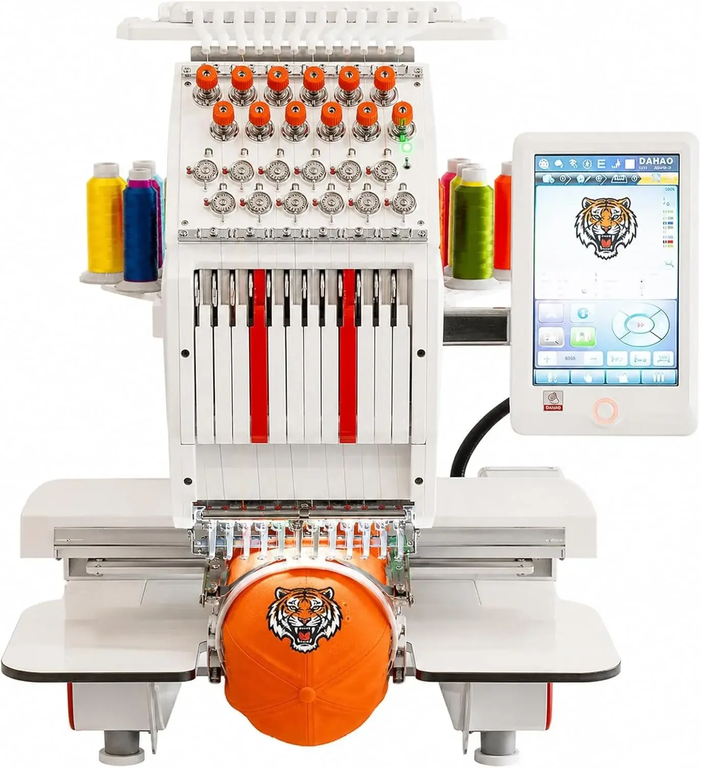 12 Needle Embroidery Machine, Sewing Machine with 10.1" Touchscreen, 11.8"x7.8"Embroidery Area, Automatic Thread Trimming for Hats, Caps, Clothing (Mini-12 NEEDLE)