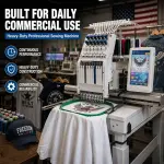 12 Needle Embroidery Machine, Sewing Machine with 10.1" Touchscreen, 11.8"x7.8"Embroidery Area, Automatic Thread Trimming for Hats, Caps, Clothing (Mini-12 NEEDLE)