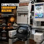 12 Needle Embroidery Machine, Sewing Machine with 10.1" Touchscreen, 11.8"x7.8"Embroidery Area, Automatic Thread Trimming for Hats, Caps, Clothing (Mini-12 NEEDLE)