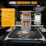 12 Needle Embroidery Machine, Sewing Machine with 10.1" Touchscreen, 11.8"x7.8"Embroidery Area, Automatic Thread Trimming for Hats, Caps, Clothing (Mini-12 NEEDLE)