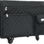 Everything Mary XL Flat-Top Rolling Sewing Machine Case – Black Quilted Craft Bag with Wheels – Portable Storage Organizer for Sewing, Scrapbooking & Craft Supplies