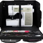 Everything Mary XL Flat-Top Rolling Sewing Machine Case – Black Quilted Craft Bag with Wheels – Portable Storage Organizer for Sewing, Scrapbooking & Craft Supplies
