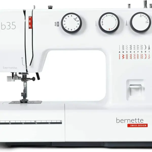 Bernette B35 Sewing Machine Swiss Design with 23 Stitches, 7 Presser Feet, Automatic Buttonhole, Quilting, Heavy-Duty Build, LED Light, Portable