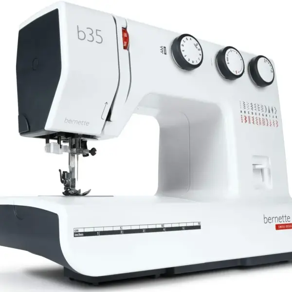 Bernette B35 Sewing Machine Swiss Design with 23 Stitches, 7 Presser Feet, Automatic Buttonhole, Quilting, Heavy-Duty Build, LED Light, Portable