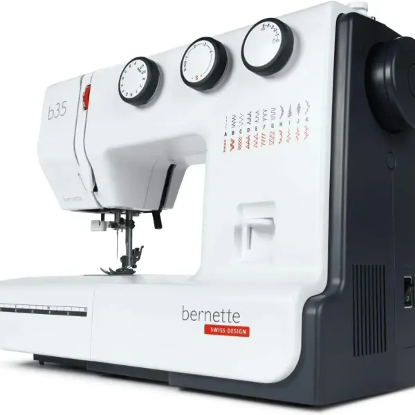 Bernette B35 Sewing Machine Swiss Design with 23 Stitches, 7 Presser Feet, Automatic Buttonhole, Quilting, Heavy-Duty Build, LED Light, Portable
