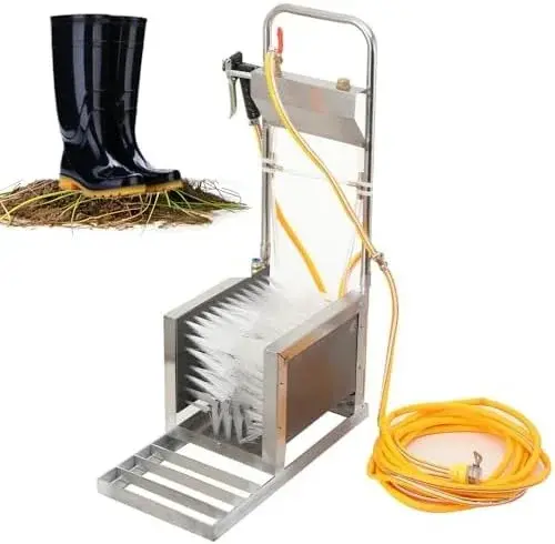Automatic Shoe Cleaning Machine - Water Spray & 3-Sided Brushes for Efficient Dirt, Dust, & Mud Removal - Ideal for Farm & Construction Use - Heavy Duty & Easy to Operate