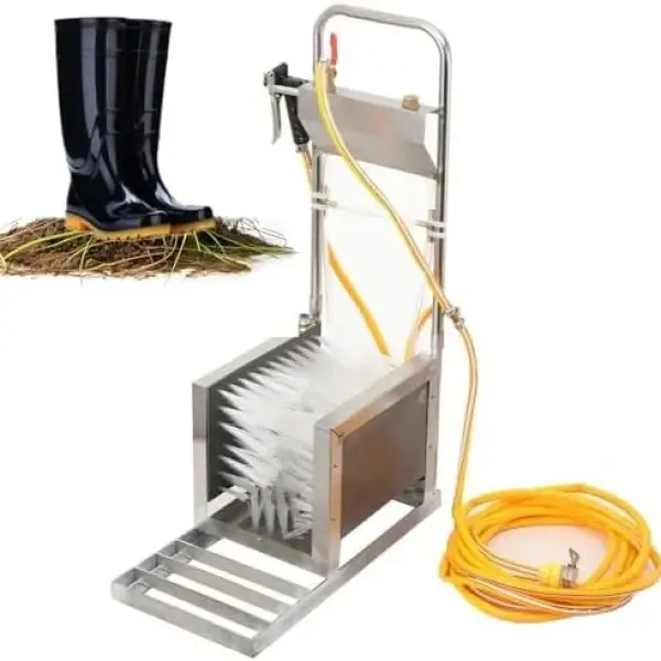 Automatic Shoe Cleaning Machine - Water Spray & 3-Sided Brushes for Efficient Dirt, Dust, & Mud Removal - Ideal for Farm & Construction Use - Heavy Duty & Easy to Operate