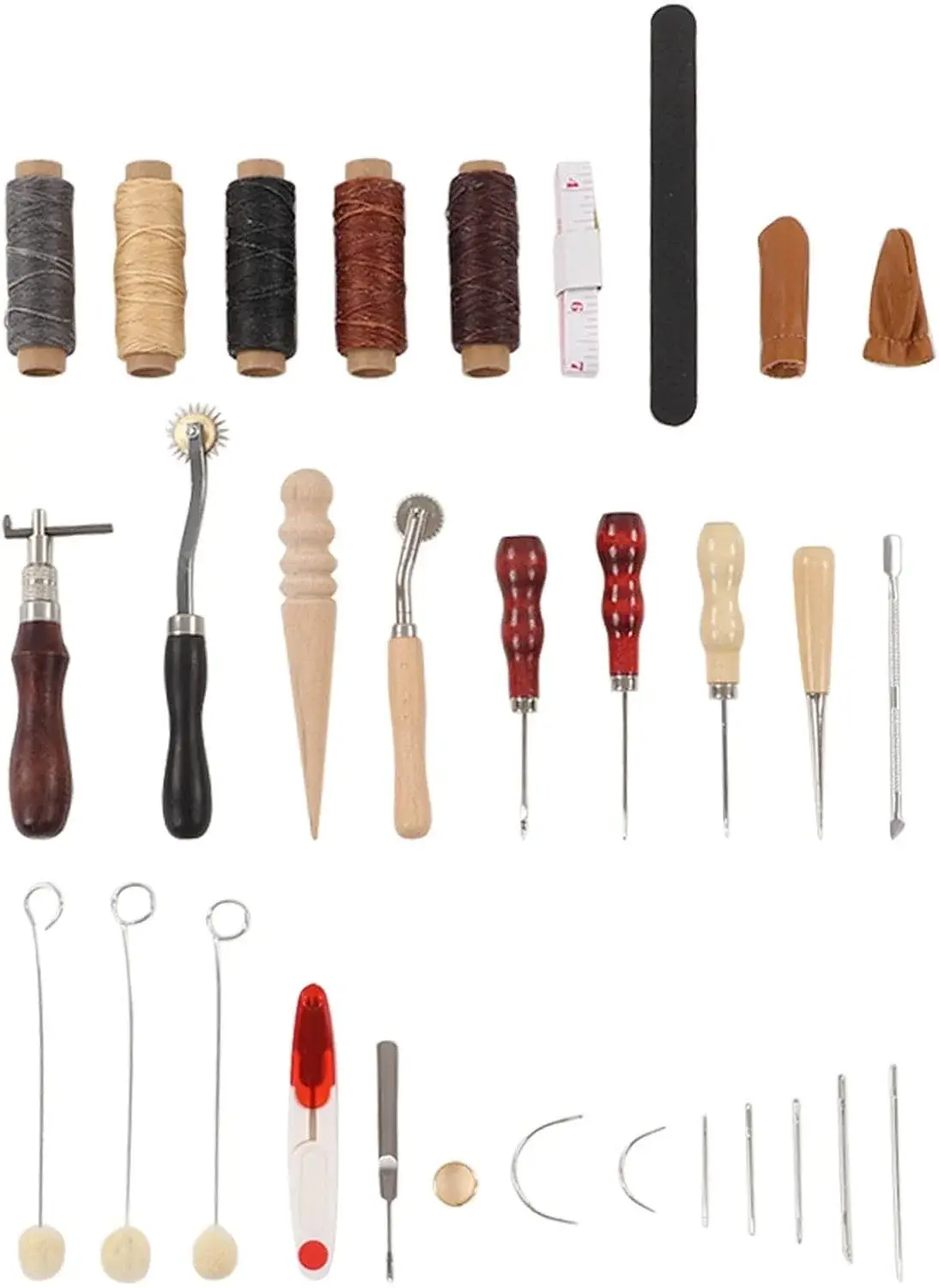 Leather Sewing Kit, Leather W Tools with Wax Threads and Sanding IY Craft Tools for Beginners and s, leseel Crafting Access
