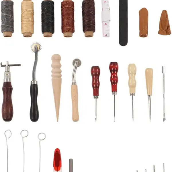 Leather Sewing Kit, Leather W Tools with Wax Threads and Sanding IY Craft Tools for Beginners and s, leseel Crafting Access