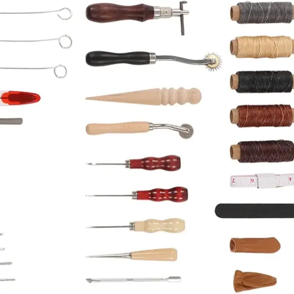 Leather Sewing Kit, Leather W Tools with Wax Threads and Sanding IY Craft Tools for Beginners and s, leseel Crafting Access