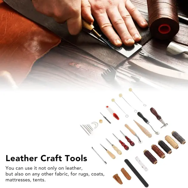 Leather Sewing Kit, Leather W Tools with Wax Threads and Sanding IY Craft Tools for Beginners and s, leseel Crafting Access