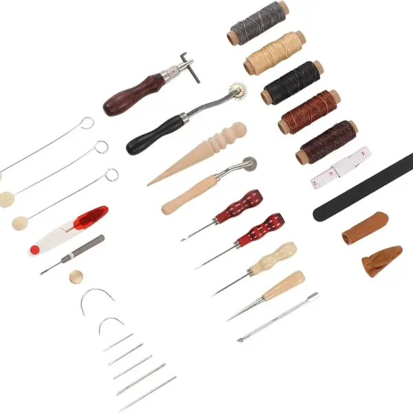 Leather Sewing Kit, Leather W Tools with Wax Threads and Sanding IY Craft Tools for Beginners and s, leseel Crafting Access