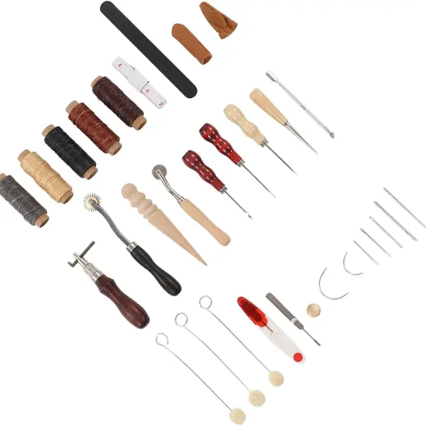 Leather Sewing Kit, Leather W Tools with Wax Threads and Sanding IY Craft Tools for Beginners and s, leseel Crafting Access