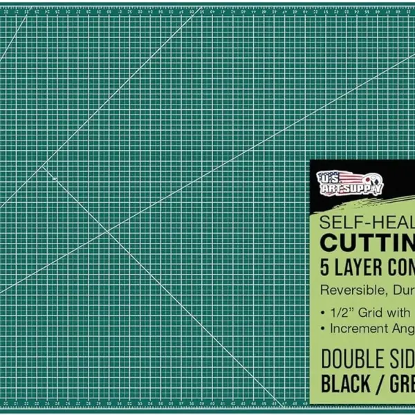 U.S. Art Supply 40" x 80" Self-Healing Cutting Mat 5-Ply - Double-Sided Green/Black Craft Mat, Non-Slip Cutting Mats for Crafts, Sewing, Quilting, Scrapbooking