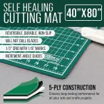 U.S. Art Supply 40" x 80" Self-Healing Cutting Mat 5-Ply - Double-Sided Green/Black Craft Mat, Non-Slip Cutting Mats for Crafts, Sewing, Quilting, Scrapbooking