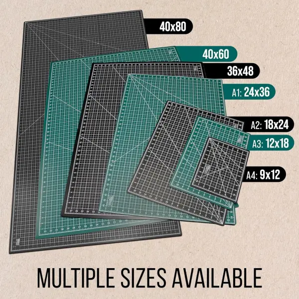 U.S. Art Supply 40" x 80" Self-Healing Cutting Mat 5-Ply - Double-Sided Green/Black Craft Mat, Non-Slip Cutting Mats for Crafts, Sewing, Quilting, Scrapbooking