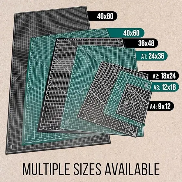 U.S. Art Supply 40" x 80" Self-Healing Cutting Mat 5-Ply - Double-Sided Green/Black Craft Mat, Non-Slip Cutting Mats for Crafts, Sewing, Quilting, Scrapbooking