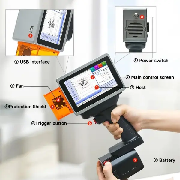 PEKOKO L4pro Handheld Portable Laser Marking Machine 5W Suitable for Engraving Glass and Plastic Car Parts Rubber Tires