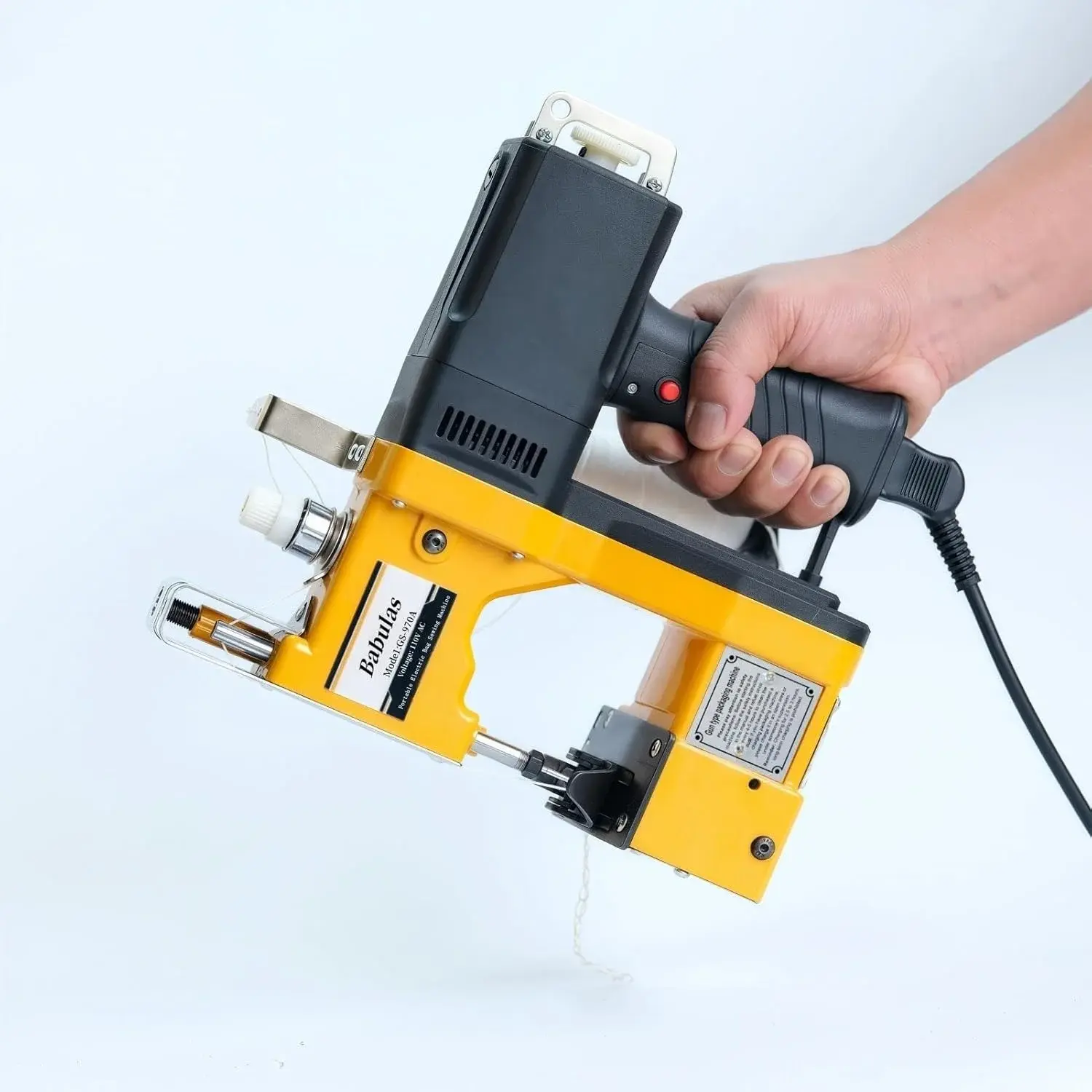 Bag Sewing Machine - 2s/bag Heavy Duty Portable Stitching Machine for Woven Bags, Non-Woven Fabrics, Leather | Warehouse & Farm Packing Tool (Yellow, Corded - 110V AC)