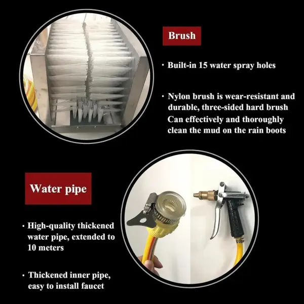 Shoe Cleaning Machine, Automatic Scrubber with Three-Sided Hard Brushes and Water Spray Gun for Removing Dust, Snow, and Mud – Ideal for Farms, Ranches, and Construction Sites