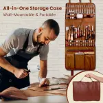ZAMQIU Leather Working Kit, 155-Piece Leather Tooling Kit with Carving Stamping Sewing Punching Cutting, Leatherworking Tool Set for Beginners, DIY Craft Starter Set for Wallet, Belt, Bag Making