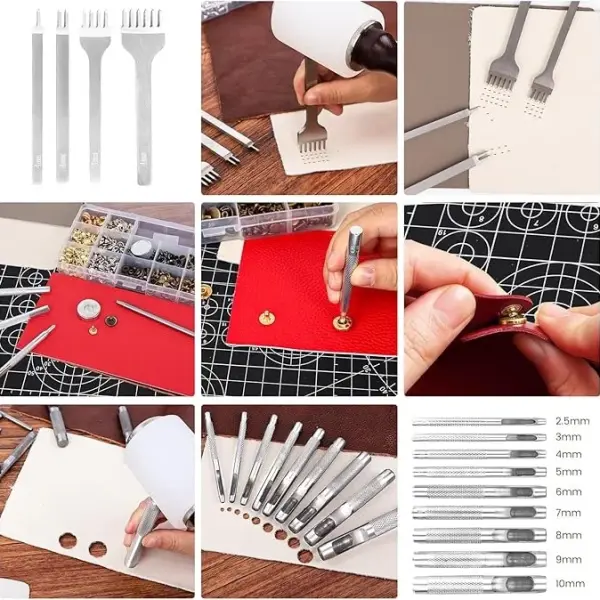 ZAMQIU Leather Working Kit, 155-Piece Leather Tooling Kit with Carving Stamping Sewing Punching Cutting, Leatherworking Tool Set for Beginners, DIY Craft Starter Set for Wallet, Belt, Bag Making