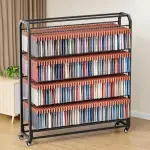Adjustable Black Fabric Roll Storage Rack with Heavy Duty Steel Organizer, Movable Commercial Textile Holder, Ideal for Craft, Sewing, and Warehouse Use