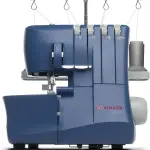SINGER® S0230 Navy Blue Overlock Serger | 2/3/4 Thread Capability | 1300 Stitches/Min | Color-Coded Threading, Differential Feed, Free Arm, Accessories Included | Professional Seam Finishing