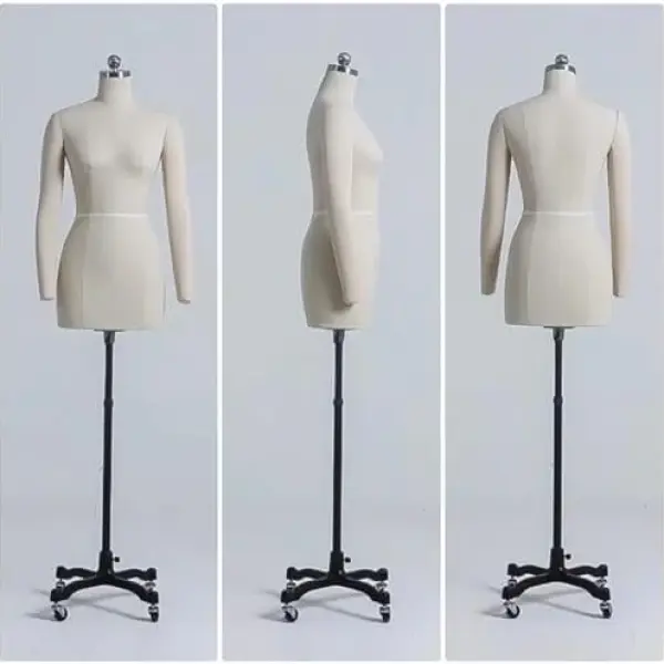 Plus Size Dress Form for Women, Curvy Full Body Mannequin with Soft Arms & Wheels, Pinnable Tailor Dummy for Sewing & Crafting, Adult Full Size Dressmaking Tool
