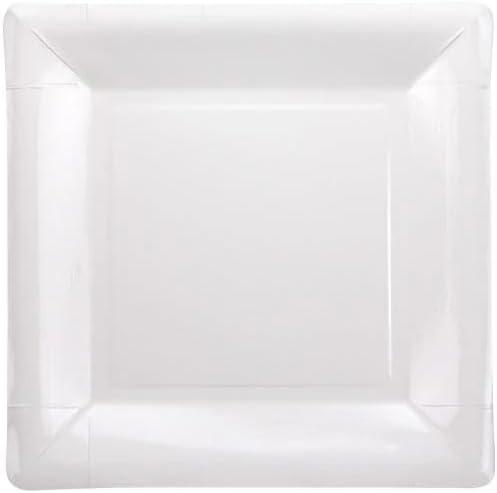 EcoQuality 10 inch White Square Dinner Paper Plate – Disposable Elegant Party Plates for Weddings, Birthdays, Catering, Events, and Buffet Table – Heavy-Duty Paper Dinnerware (576)