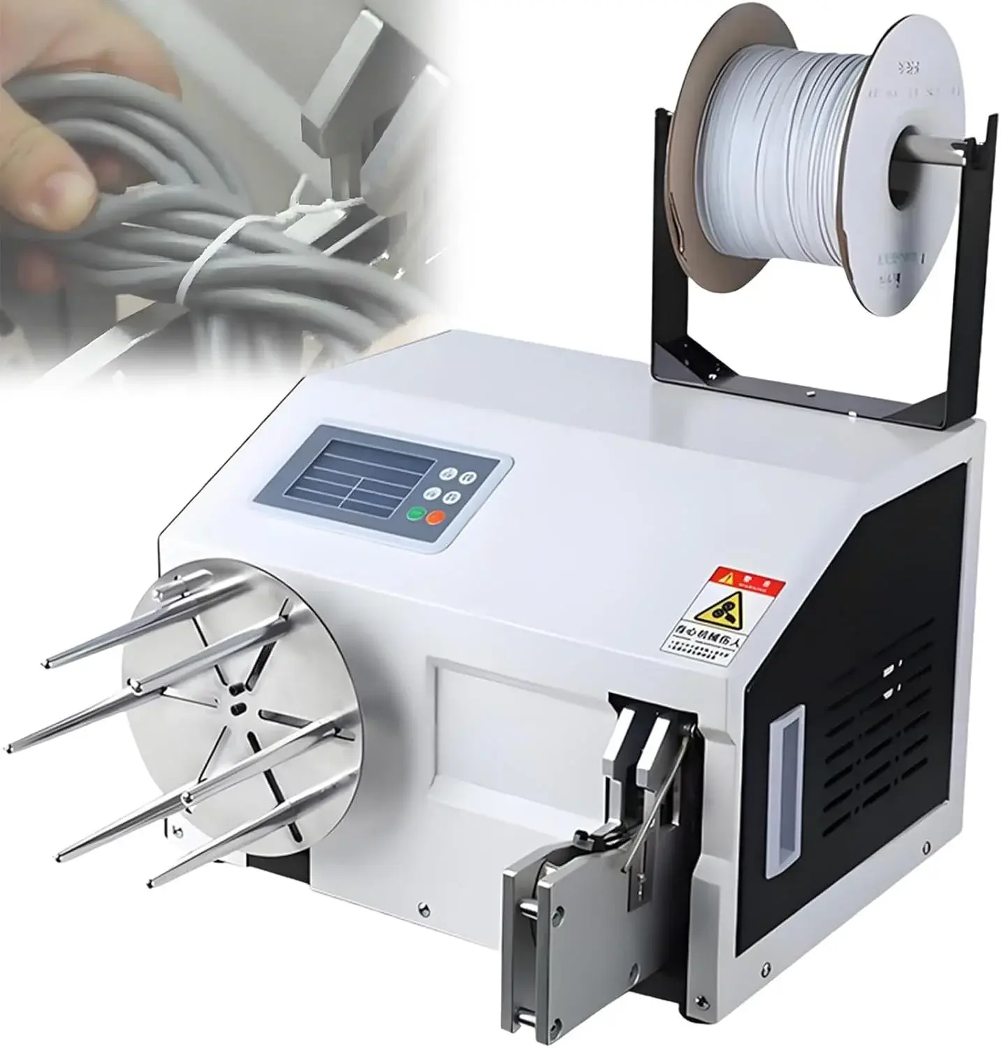 Candy Bread Toy Twist Tying Machine,w/6 Roll Twist Ties Wire + Foot Pedal + Power Cord + Tool Bag 5to30mmTie(Winding)
