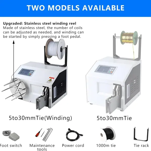 Candy Bread Toy Twist Tying Machine,w/6 Roll Twist Ties Wire + Foot Pedal + Power Cord + Tool Bag 5to30mmTie(Winding)