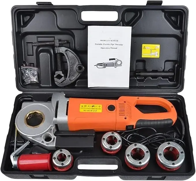 Portable Electric Pipe Threader Machine, Lightweight Handheld Copper Motor Tool for Quick Pipe Threading, Compact Design for Easy Use,4Heads