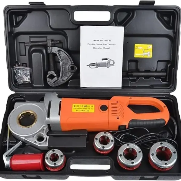 Portable Electric Pipe Threader Machine, Lightweight Handheld Copper Motor Tool for Quick Pipe Threading, Compact Design for Easy Use,4Heads
