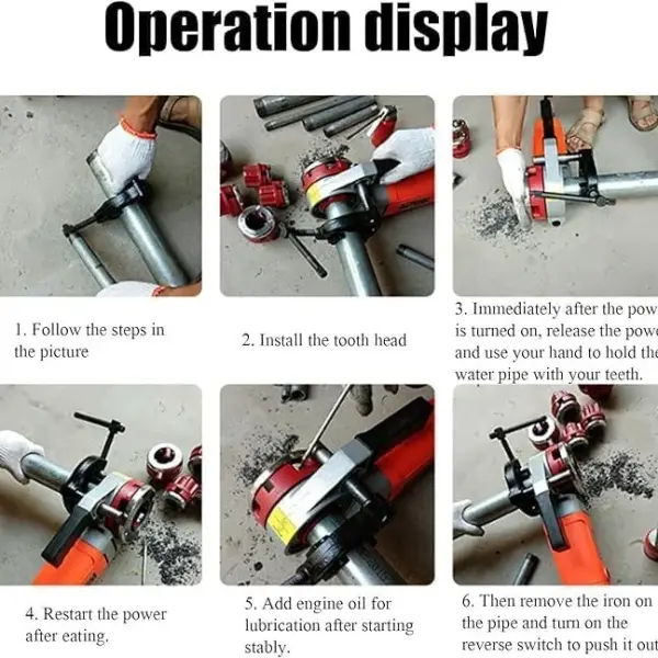 Portable Electric Pipe Threader Machine, Lightweight Handheld Copper Motor Tool for Quick Pipe Threading, Compact Design for Easy Use,4Heads