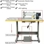 Fully Automatic Synchronous Sewing Machine, Industrial Sewing Machine for Luggage Leather with Table Stand and LED Light 220V