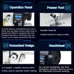 Fully Automatic Synchronous Sewing Machine, Industrial Sewing Machine for Luggage Leather with Table Stand and LED Light 220V