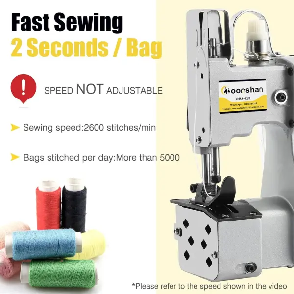 Bag Sewing Machine 2s/bag Bag Closing Machine Portable Bag Closer 6.4Lbs Automatic Woven Bag Sewer Packing Machine for Packing Bags Non-woven Fabrics Leather