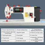 Industrial Sewing Machine 550W Automatic Lockstitch Sewing Machine Complete Set with Table and Stand 220V