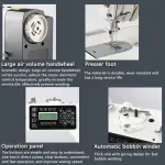 Industrial Sewing Machine 550W Automatic Lockstitch Sewing Machine Complete Set with Table and Stand 220V