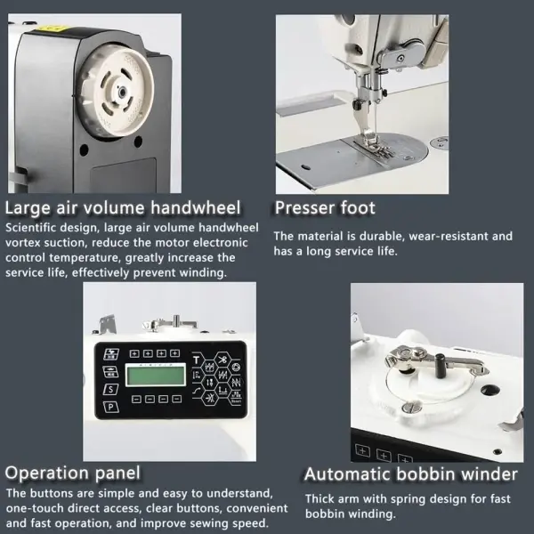 Industrial Sewing Machine 550W Automatic Lockstitch Sewing Machine Complete Set with Table and Stand 220V
