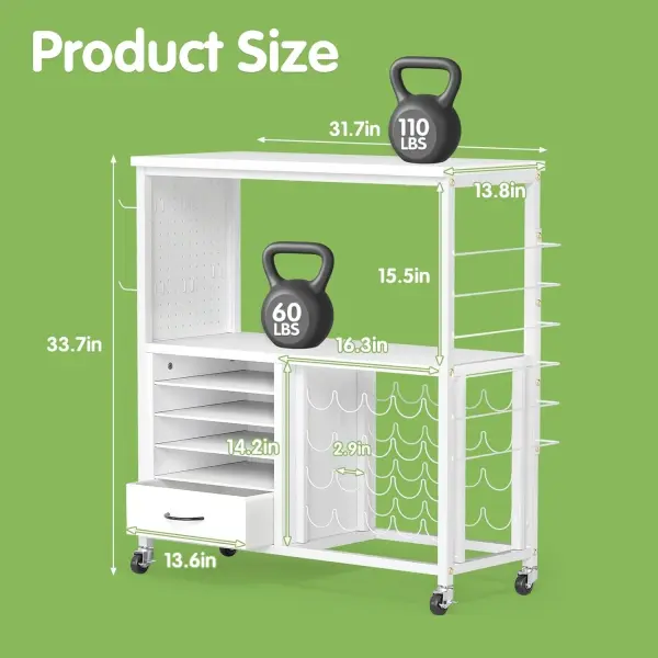 Craft Storage Cart, Compatible with Cricut Cutting Machines, Features a Vinyl Roll Holder and Drawers,A Mobile Storage Table for Crafting Tools and Accessories, Suitable for Studios, Offices
