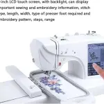 Multi-Function Electric Sewing Mini Portable Machine Sewing Machines for Beginners, Automatic Embroidery Machine with 4" x 9.2" Embroidery Area and LCD Touch Screen