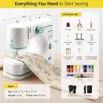 Mini Sewing Machine, 16 Stitches Dual Speed Portable Sewing Machine, Double Needle & Thread with Foot Pedal, LED Light and Sewing Kit, Easy to Use for Beginners, DIY Craft & Clothing Repair