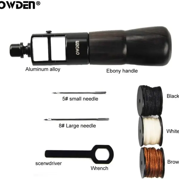 OWDEN Professional Leathercraft Stitch awl tool, Leather Sewing Awl tool for leather,Belt,Canvas,Fabric,Bag repair lockstitch tool set.Speedy Stitcher Professional leather craft tool.(3 Thread Colors)