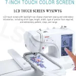 Automatic Sewing Machine, Electric Embroidery Machine, Automatic Sewing Machine with Large LCD Touch Screen, DIY Embroidery Tool, 210 Built-in Letters and 30 Pattern Borders, Easy Sewing