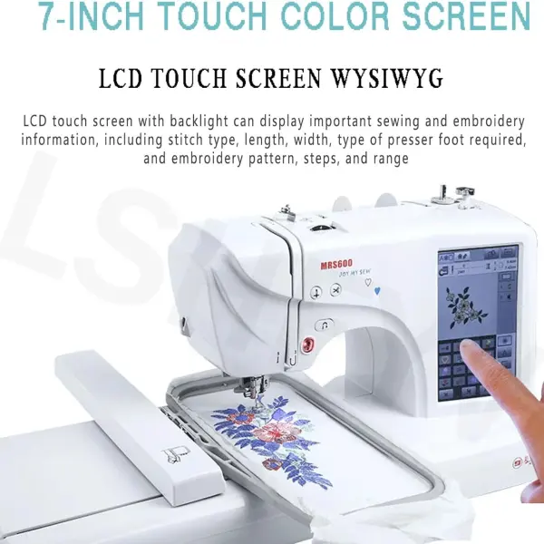 Automatic Sewing Machine, Electric Embroidery Machine, Automatic Sewing Machine with Large LCD Touch Screen, DIY Embroidery Tool, 210 Built-in Letters and 30 Pattern Borders, Easy Sewing