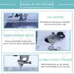 Automatic Sewing Machine, Electric Embroidery Machine, Automatic Sewing Machine with Large LCD Touch Screen, DIY Embroidery Tool, 210 Built-in Letters and 30 Pattern Borders, Easy Sewing
