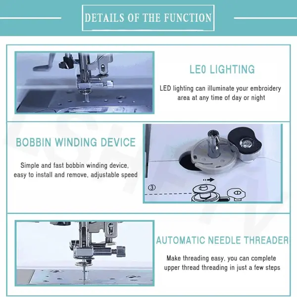 Automatic Sewing Machine, Electric Embroidery Machine, Automatic Sewing Machine with Large LCD Touch Screen, DIY Embroidery Tool, 210 Built-in Letters and 30 Pattern Borders, Easy Sewing