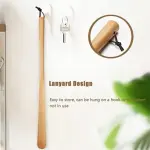 Extra Long B Wood Shoe Horn - Classic Shoe Lifter for Seniors, Arthritis Relief, Smooth Shoe Spoon with Lanyard, Ideal Mobility Aid for Easy On and Off